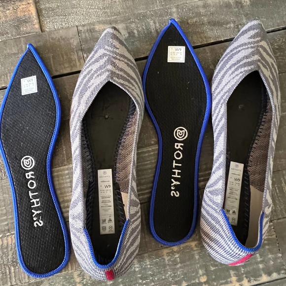 Rothy’s The Point Gray Zebra Shoes Slip On Flat Women’s Size 9 - Picture 7 of 12
